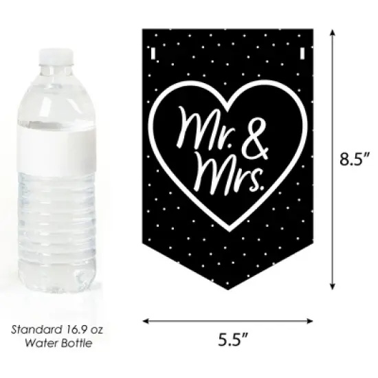 Big Dot of Happiness Mr. and Mrs. - Black and White Wedding or Bridal Shower Bunting Banner - Party Decorations - Congrats Mr. and Mrs. image {1}