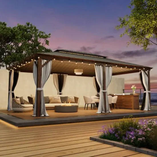 EROMMY Heavy-Duty 20 FT x 12 FT Metal Hardtop Gazebo image {9}