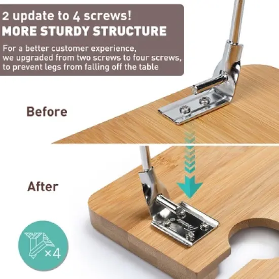 Tirrinia 15.7" x 11.8" Eco - friendly Natural Bamboo Wine Picnic Table, Folding Portable Outdoor Wine Glasses & Bottle, Snack and Cheese Holder Tray image {2}