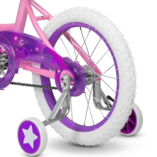 hykolity 16 inch Girls Bike Princess Bicycle for Age 4-7 Years Old Rider Height 41-53 inch includes Training Wheel Basket Doll Seat Flesh Pink image {4}