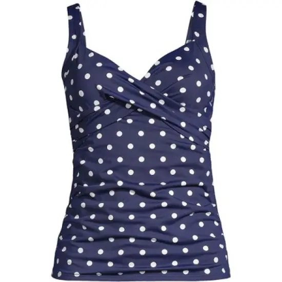 Lands' End Women's Long Chlorine Resistant V-Neck Wrap Underwire Tankini Swimsuit Top Adjustable Straps image {5}