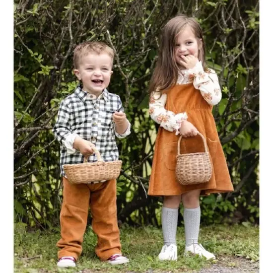 Burt's Bees Baby&reg; Boys' Gingham Button Down Top & Raised Ribbed Pant Set image {3}