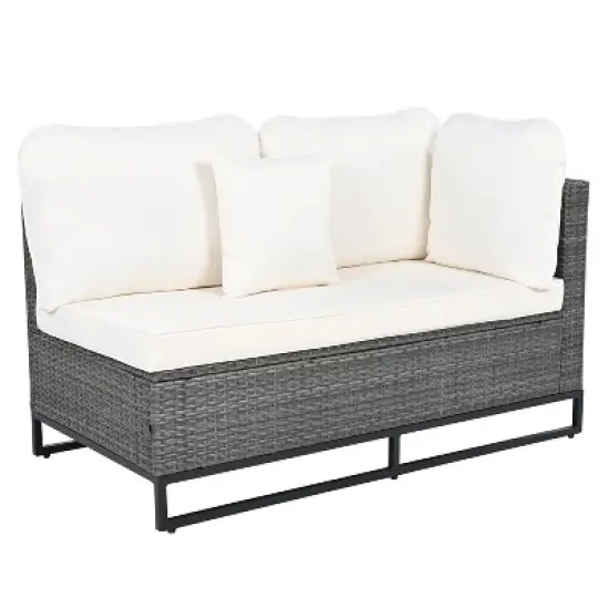 FIONECA 7-Piece Outdoor Wicker Sectional Sofa Set with 2 Coffee Tables, Free-Combination Patio Furniture with Cushions &uml;C Beige image {12}