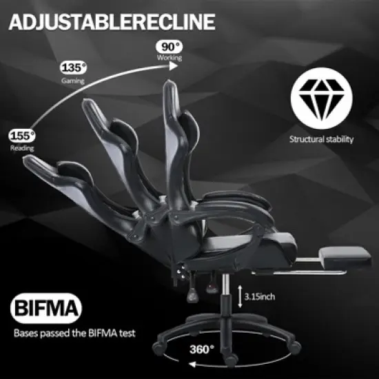KTMBDW Gaming Chair, Computer Chair with Footrest and Lumbar Support,Height Adjustable Game Chair with 360&deg;-Swivel Seat and Headrest for Office,Gaming image {2}