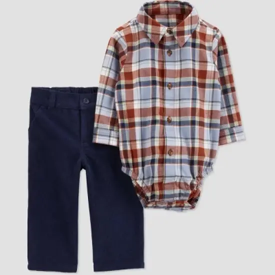 Carter's Just One You&reg;️ Baby Boys' Plaid Top & Pants Set - Blue/Red image {3}
