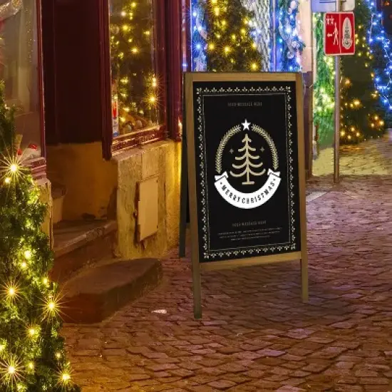 Artloge Heavy Duty A-Frame Magnetic Chalkboard 2-Sided FreestandingChalkboard Sign Sidewalk Cafe Menu Board Wedding Signage -Brown image {9}