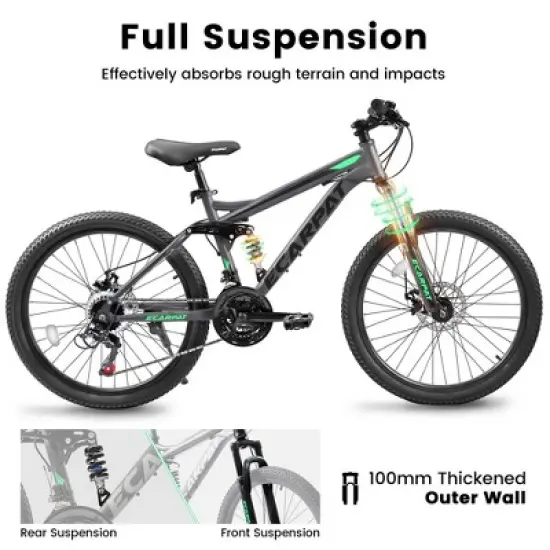Gulches Full Suspension Mountain Bike, Steel Frame, 21-Speed Gear System, High-Performance Mechanical Disc Brakes image {6}