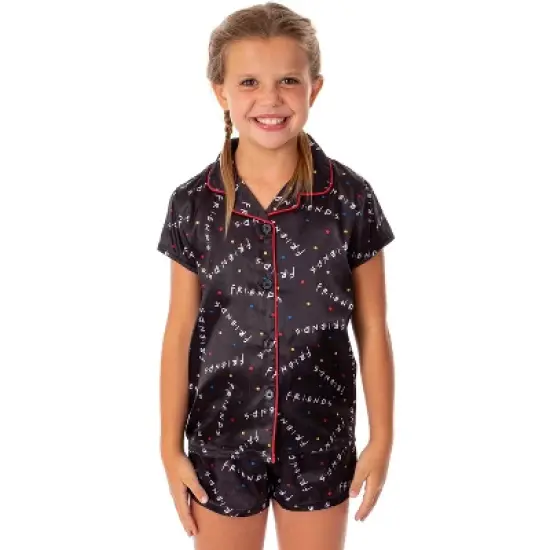 Friends TV Show Girls' TV Series Logo 3 Piece Pajama Shortie Lounge Set image {4}
