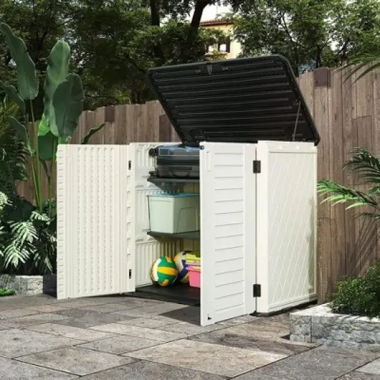 4.16 ft. W x 2.41 ft. D Durable Resin Storage Shed, Weather-Resistant Outdoor Storage Cabinet for Home, Patio and Garage image {5}