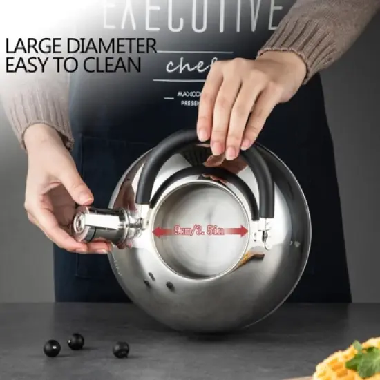 Itopfox 304 Stainless Steel Whistling Tea Kettle, 3 Quart Capacity, Suitable for Induction & Gas Stove Tops, Fast Boiling image {6}