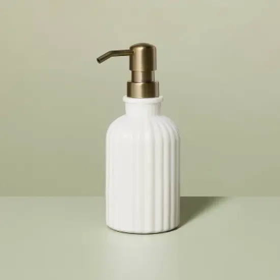 Fluted Milk Glass Soap Pump - Hearth & Hand&trade; with Magnolia image {4}