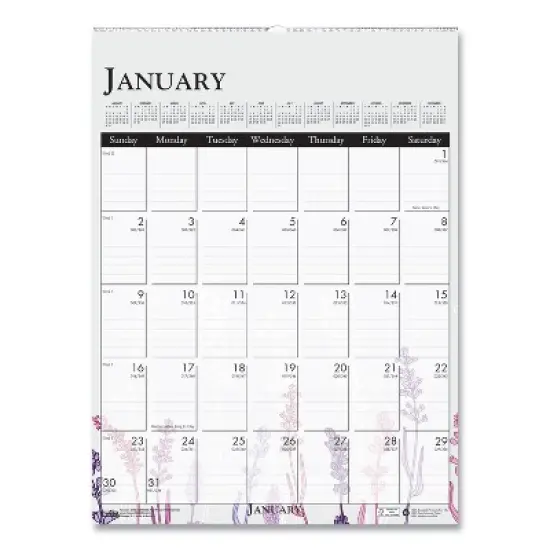 House of Doolittle Recycled Wild Flower Wall Calendar Wild Flowers Artwork 12-Month January 2026 to December 2026 White image {5}