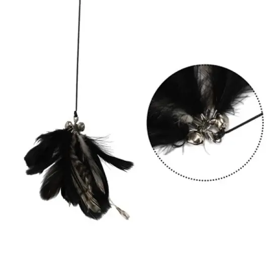 Unique Bargains Cat Teaser with Suction Cup and Bell Fluffy Plume Teasing Sticks Black Brown image {2}