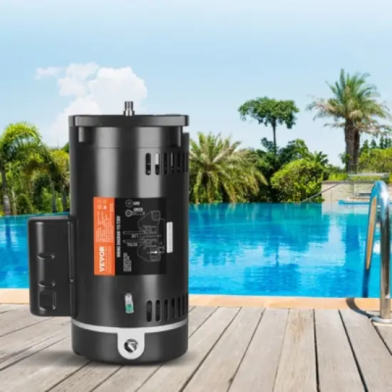VEVOR 1.5 HP Pool Pump Motor, 56Y Frame, 115V((12.8 Amps))/230V(6.4 Amps) 3450 RPM, 60Hz, 1.1 Service Factor, 90&mu;F/250V Capacitor, image {1}