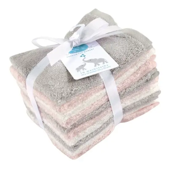 Little Treasure Baby Girl Rayon from Bamboo Luxurious Washcloths, Light Pink Gray, One Size image {1}