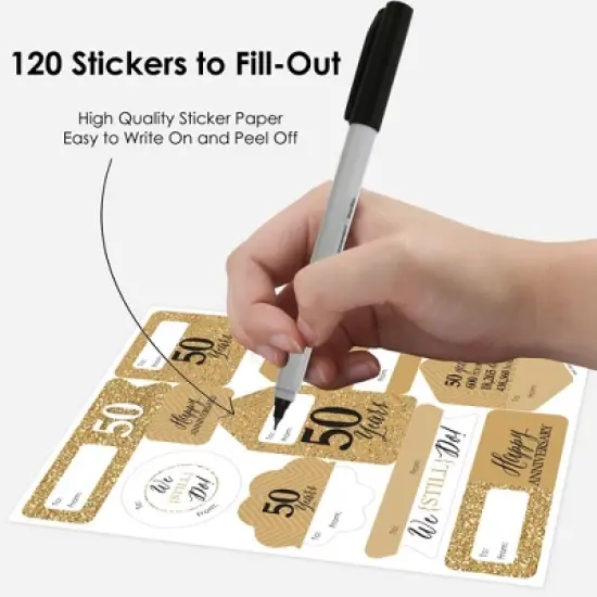 Big Dot of Happiness We Still Do 50th Wedding Anniversary Assorted Anniversary Party Gift Tag Labels To and From Stickers 12 Sheets 120 Stickers image {2}