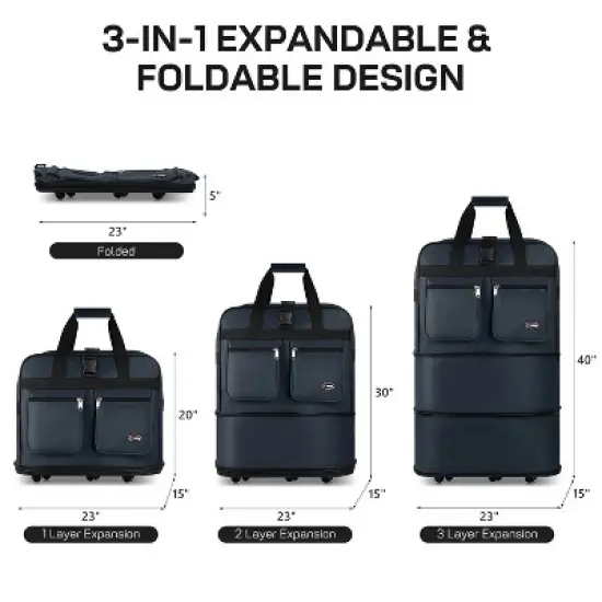 New York Xpress Expandable Collapsible Foldable Luggage Bag with Universal Wheels and Grab Handle 30" 36" 40" image {8}