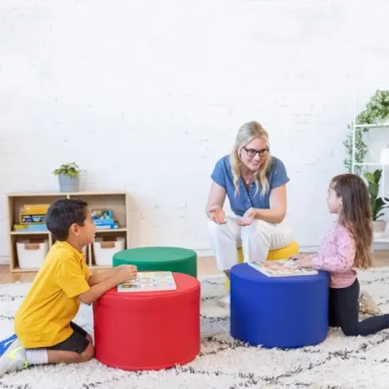 ECR4Kids SoftZone Round Foam Ottoman, Flexible Seating, 12in Seat Height, 4-Piece image {8}