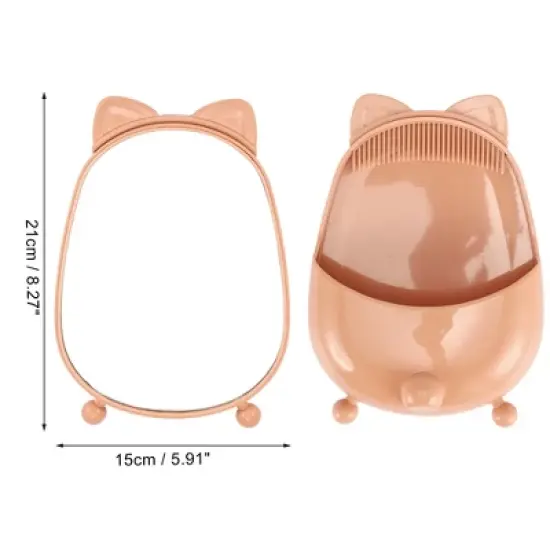 Unique Bargains Cartoon Cat Ears Desktop Cosmetic Mirror 1 Pc image {1}