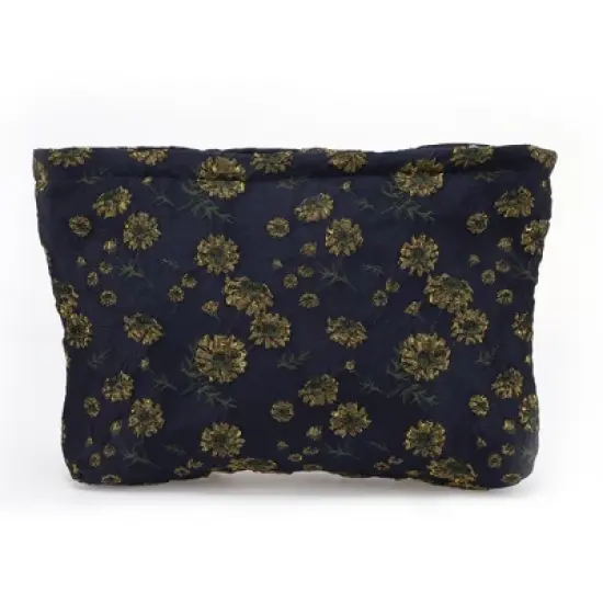 Unique Bargains Women Portable Floral Makeup Bag Dark Blue 1 Pc image {3}
