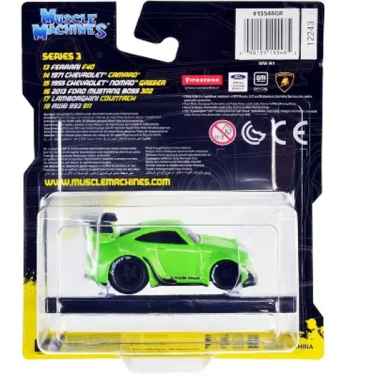 RWB 911 993 Bright Green "RAUH-Welt BEGRIFF" 1/64 Diecast Model Car by Muscle Machines image {1}