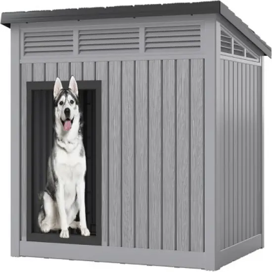 SEVOBAL Pet Crates and Houses Dog House Easy Assembly Open Roof Cleaning Weatherproof Spacious for Indoor and Outdoor, Gray, 42.87"*32.95"*31.61" image {3}