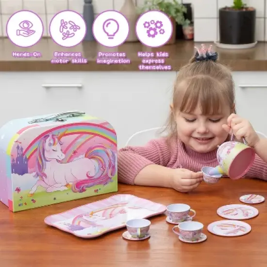 Joyfy Kid Tea Set, Unicorn Tea Set for Toddlers, Tea Party Pretend Play Set, Perfect Kitchen Toy Birthday Gift for Little Girls Ages 2 3 4 5 6 Years image {5}