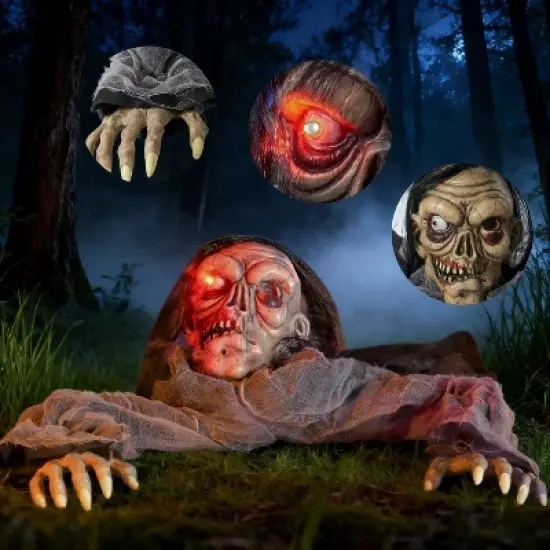 Joyfy Halloween Outdoor Decorations Animated Zombie Groundbreaker Graveyard Decoration Prop with Creepy Decayed Face for Yard Lawn Decorations image {5}