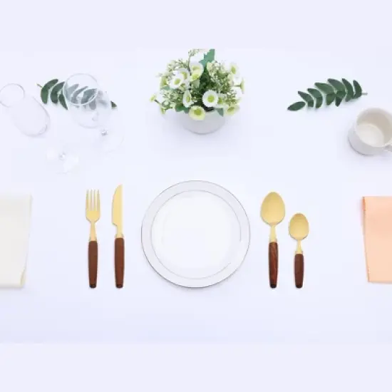 REGALWOVEN Stainless Steel Mirror Polished Silverware Flatware Set with Knife 4 Pcs image {5}