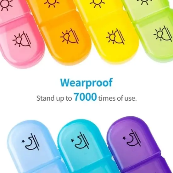 Smart Tech 7-Day AM PM Pill Box: Easy Fill, Same-Side Opening, Color-Coded, BPA-Free for Vitamins & Supplements image {3}