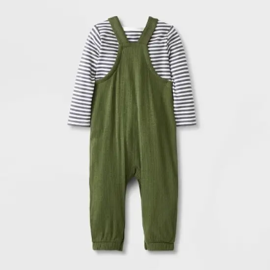 Baby 2pc Long Sleeve Bodysuit & Overalls Set - Cat & Jack&trade; Olive Green image {1}
