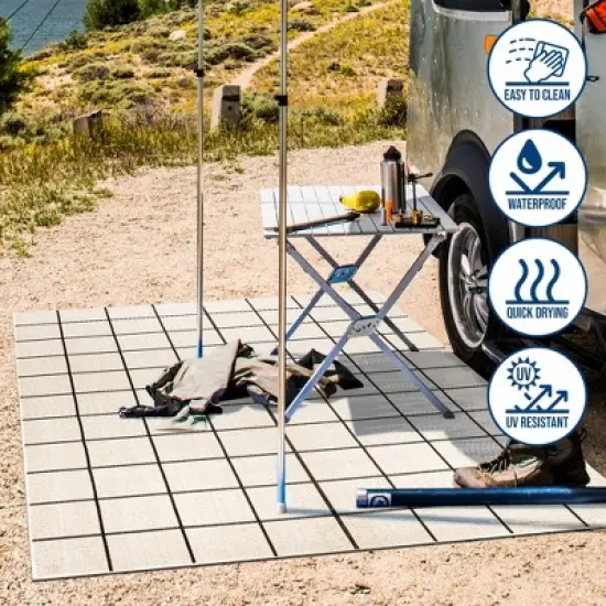 Grid Modern Squares Indoor/Outdoor Area Rug - JONATHAN Y image {9}