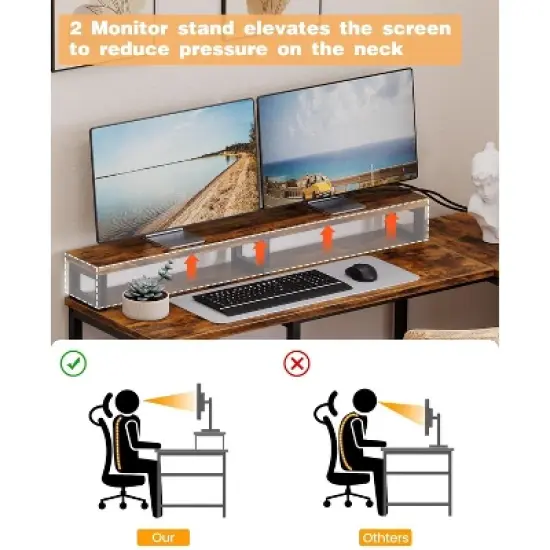 GustoWave 67" L-Shaped Computer Desk with File Drawer,Corner Office Desk, Includes Monitor Shelf, Printer Storage, and Mobile CPU Stand, Gaming Table image {4}