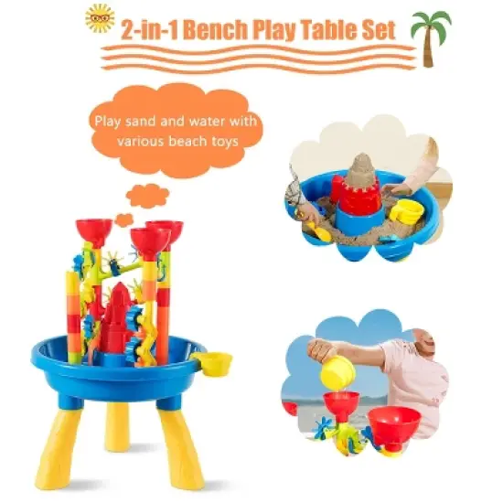 Costway 2 in 1 Sand and Water Table Activity Play Center Kids Splash Pond Beach Toy Set image {5}