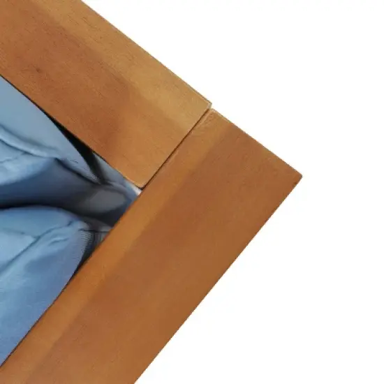 2pc Brava Outdoor Acacia Wood Right Arm Loveseat & Coffee Table with Cushion Teak/Blue - Christopher Knight Home image {1}