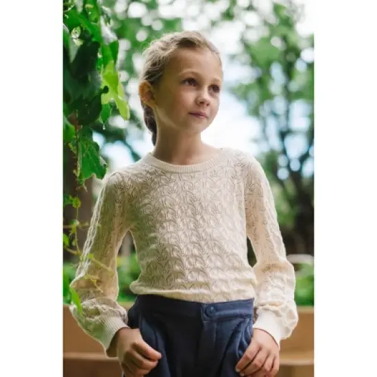 Hope & Henry Girls' Long Balloon Sleeve Pointelle Pullover Sweater, Infant image {3}