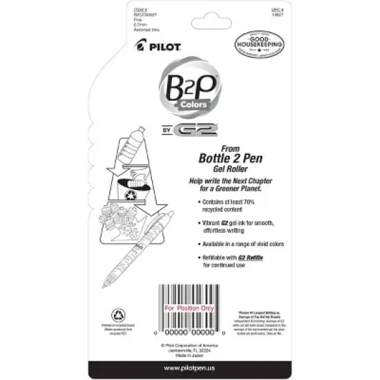 Pilot 5pk B2P Bottle-2-Pen Gel Pens Fine Point 0.7mm Assorted Inks image {5}