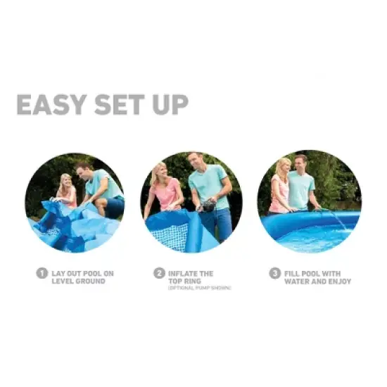 Intex  Easy Set Inflatable Puncture Resistant Above Ground Portable Outdoor Swimming Pool for Kids and Adults, Blue image {4}
