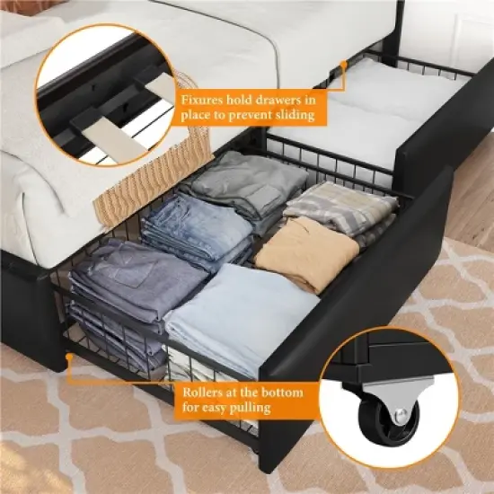 Yaheetech Full Storage Bed Frame with 4 Storage Drawers and USB Ports image {5}