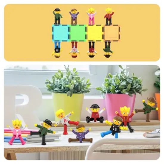 PICASSO-TILES Family Character Magnetic Tile for Kids, 4PCS Construction STEM Building Blocks Educational Toy image {6}