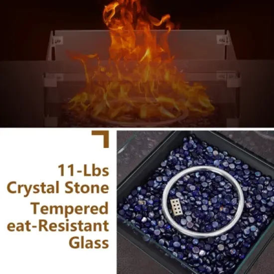 Propane Fire Pit Table with Wind Guard and Rain Cover, Glass Beads, Sturdy Steel Anti-Rust Finish, CSA Safety Certified for Patio Yard Garden image {1}