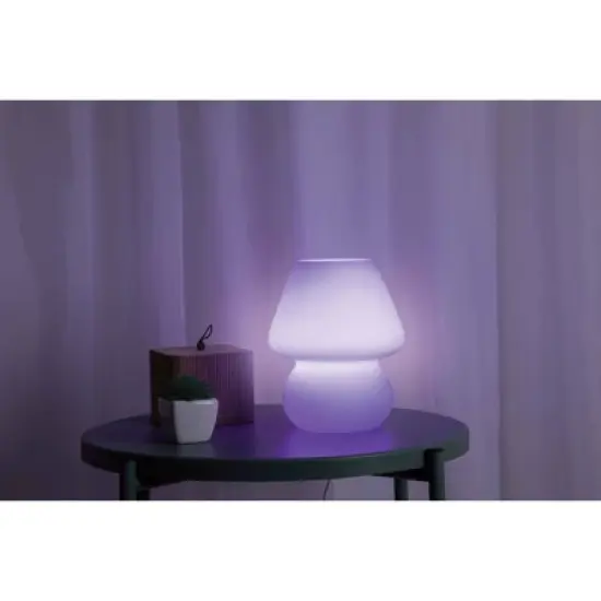 Teen Glass Mushroom Color Changing LED Table Lamp White - West & Arrow image {1}