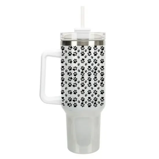 Elanze Designs Puppy Dog Pawprint Pet Love 40 oz. Stainless Steel, Large Water Bottle Coffee Mug, Spill & Leak Resistant, Thermal Travel Tumbler with image {1}