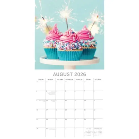 2026 Square Wall Calendar, Cupcakes, 16-Month Food Theme with 180 Reminder Stickers (12x12 In) image {2}