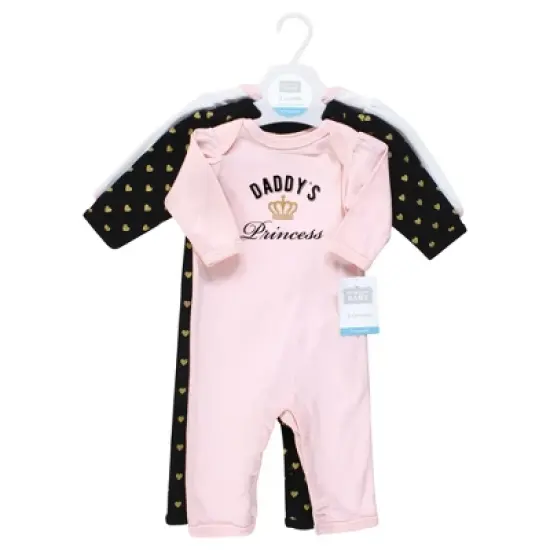 Hudson Baby Infant Girl Cotton Coveralls, Daddys Princess image {1}