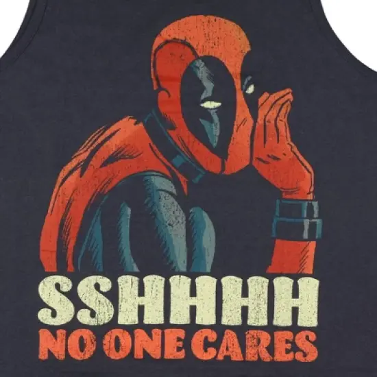 Seven Times Six Marvel Deadpool Men's Sleeveless T-Shirt Sshhh No One Cares Tank Top Grey image {1}