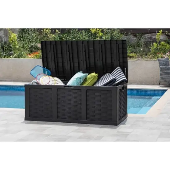 Starplast 153 Gallon Plastic Deck Box Black image {3}