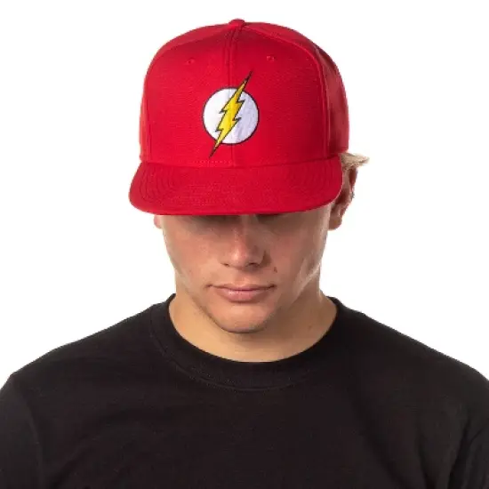 DC Comics The Flash Licensed Embroidered Logo Snapback Cap Hat Red image {2}