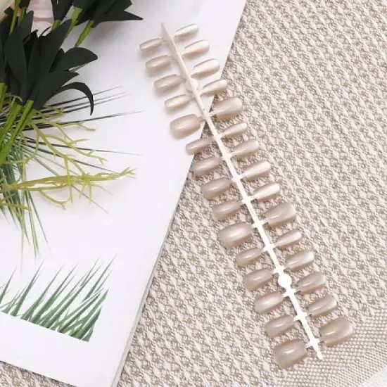 Unique Bargains Women's Full Coverage Fake Nails XS Gray Pink 1 Pc image {4}