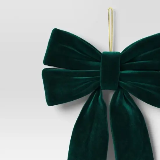 Christmas Small Velvet Bow Dark Green - Wondershop&trade; image {2}